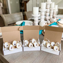 Load image into Gallery viewer, Gilded Oyster Shell Napkin Rings - Coastal Rattan Set of 4 Eco-Friendly Table Decor
