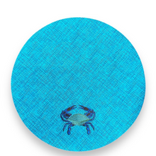 Load image into Gallery viewer, Set of 4 Coastal Blue Crab Embroidered Placemats - Nautical Round Dining Table Mats