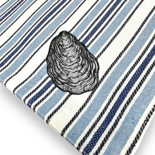 Load image into Gallery viewer, Set of 4 Blue Striped Oyster Embroidered Placemats - Coastal Nautical Dining Table Mats