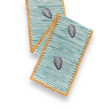 Load image into Gallery viewer, Coastal Striped Table Runner with Oyster Embroidery - Nautical Home Decor