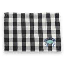 Load image into Gallery viewer, Set of 4 Buffalo Plaid Crab Embroidered Placemats - Coastal Farmhouse Dining Table Mats