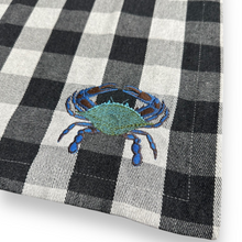 Load image into Gallery viewer, Set of 4 Buffalo Plaid Crab Embroidered Placemats - Coastal Farmhouse Dining Table Mats