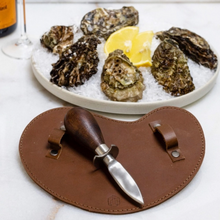 Load image into Gallery viewer, Premium Oyster Knife with Leather Glove Set – Stainless Steel Shucker with Protective Leather Guard for Safe Oyster Shucking