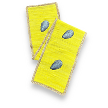 Load image into Gallery viewer, Bright Yellow Table Runner with Oyster Embroidery - Sunny Coastal Home Decor