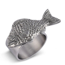 Load image into Gallery viewer, Pewter Fish Napkin Rings Set of 4