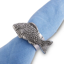 Load image into Gallery viewer, Pewter Fish Napkin Rings Set of 4
