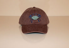 Load image into Gallery viewer, Crab Embroidered Baseball Hat - Coastal Nautical Cap in Multiple Color